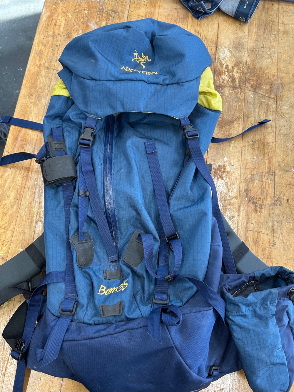 Arc'teryx Blue and Yellow Bora 35 Hiking Backpack